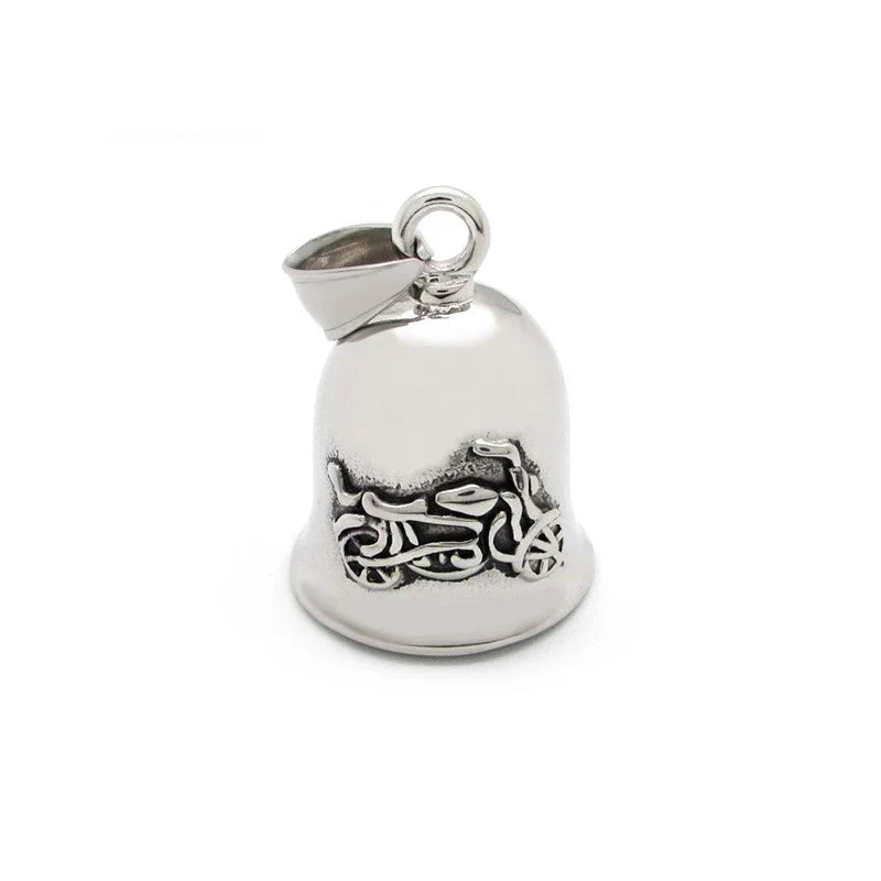 Red Cross Silver-Plated Wings Motorcycle Bell Pendant Necklace - MERGE.DAY.1.FREESTYLE