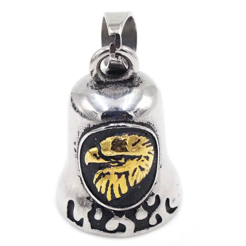 Red Cross Silver-Plated Wings Motorcycle Bell Pendant Necklace - MERGE.DAY.1.FREESTYLE