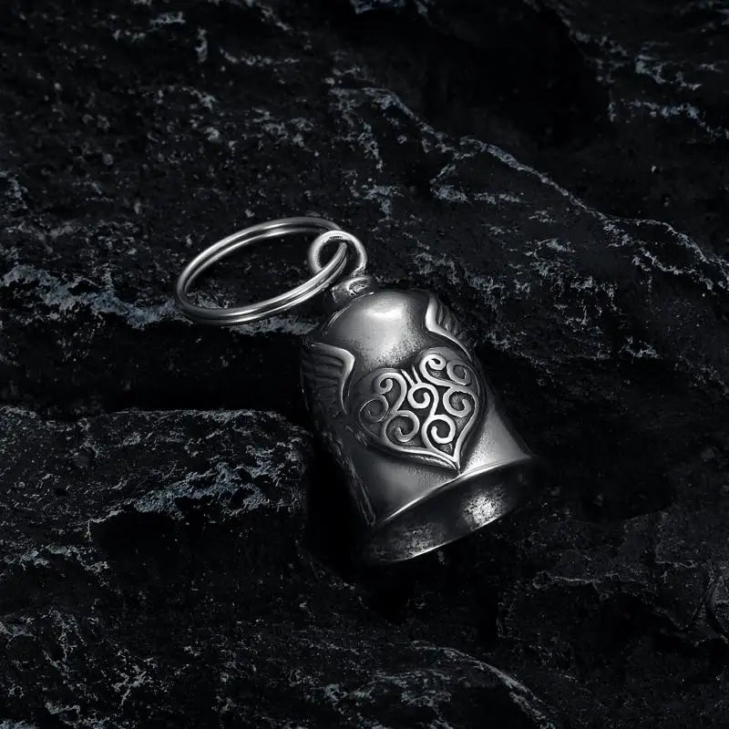 Red Cross Silver-Plated Wings Motorcycle Bell Pendant Necklace - MERGE.DAY.1.FREESTYLE