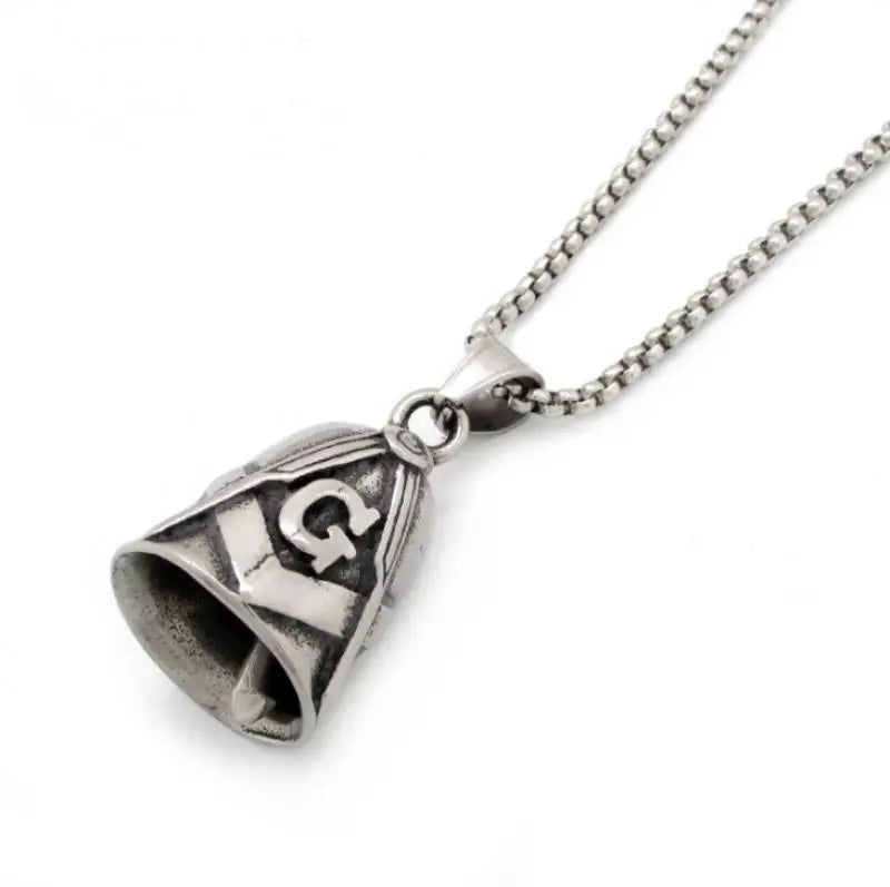 Red Cross Silver-Plated Wings Motorcycle Bell Pendant Necklace - MERGE.DAY.1.FREESTYLE