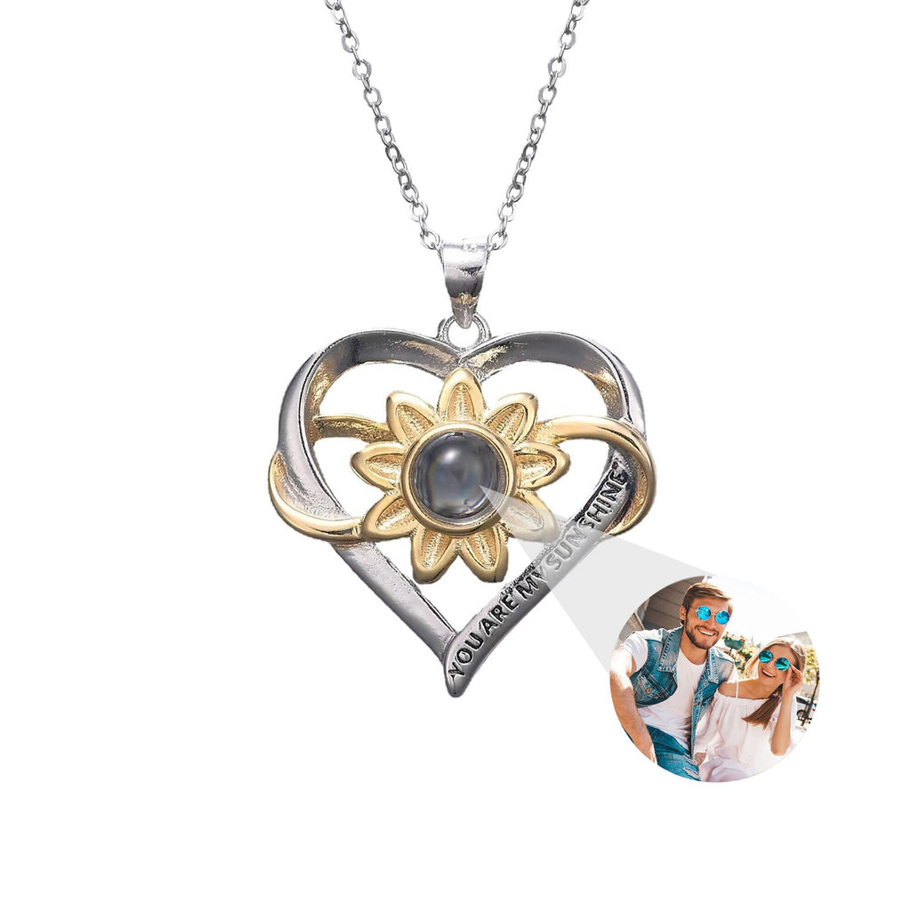 Customized photo of sunflower love Projection Necklace 100 Languages Pendant Jewelry - MERGE.DAY.1.FREESTYLE