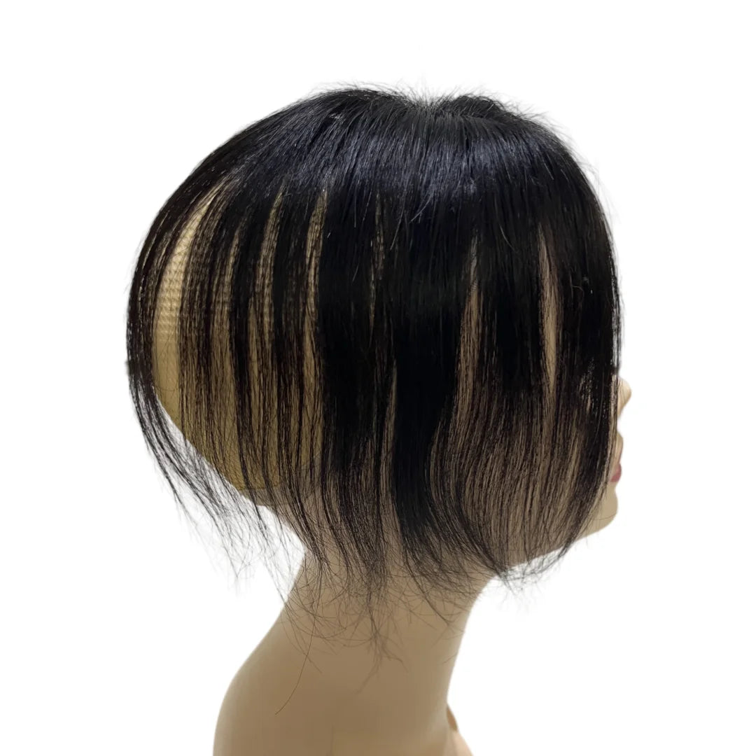 25cm Clip In Natural Human Hair Topper For Women Bangs Fringe Hair Pieces Middle Part Brazilian Hairpiece Add Hair Volume - MERGE.DAY.1.FREESTYLE