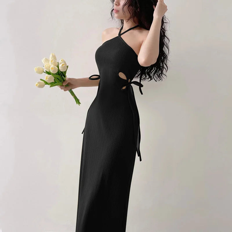 Knitted Long Sleeve Slim Mini Fairycore Slash Neck Dress - MERGE.DAY.1.FREESTYLE