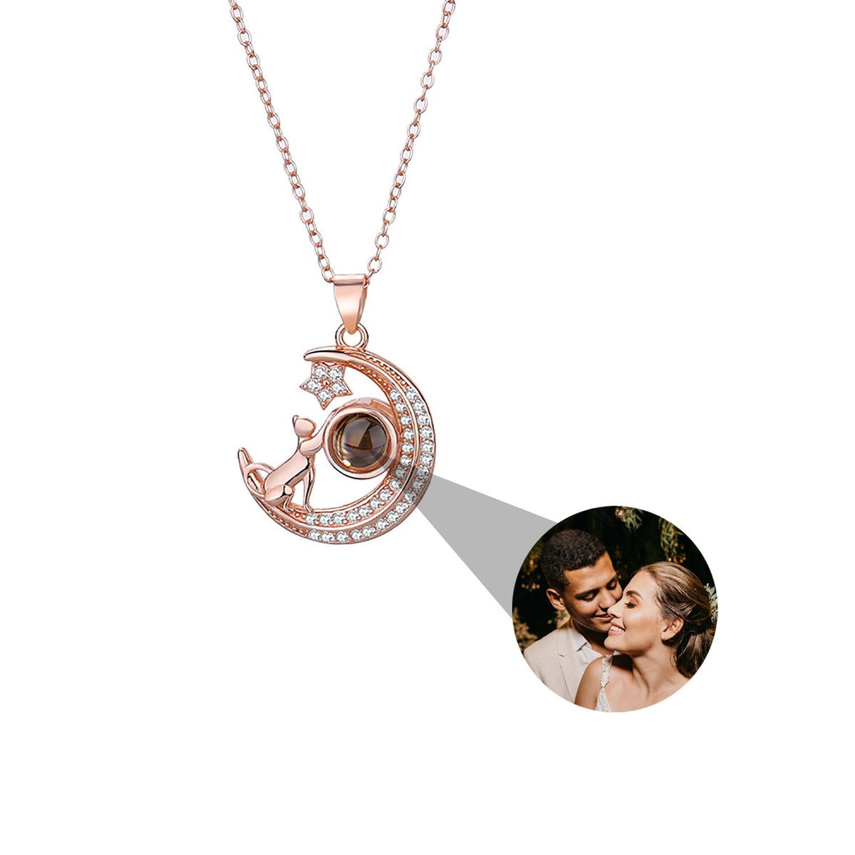 Customizable photo Cute moon necklace Projection Necklace - MERGE.DAY.1.FREESTYLE