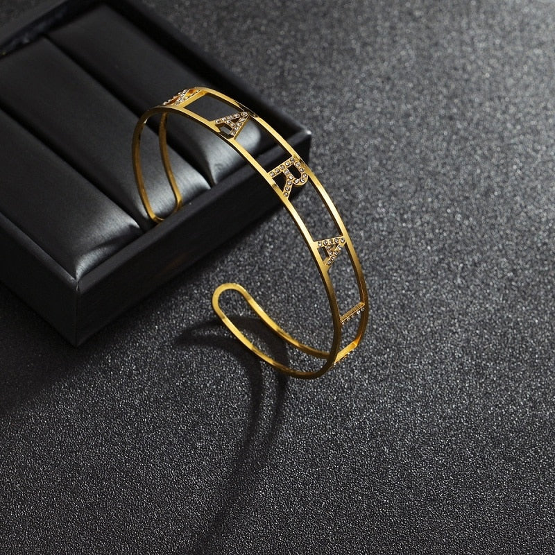 Customized Letter Name Bracelet Bangles for Women Men Chrismas Jewelry Gift - MERGE.DAY.1.FREESTYLE