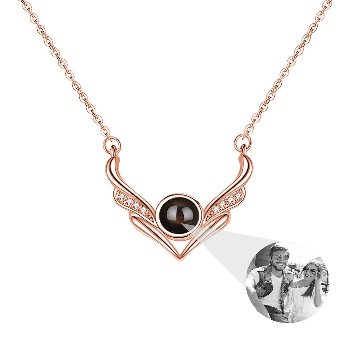 Angel wings with customizable photosProjection Necklace Pendant Jewelry - MERGE.DAY.1.FREESTYLE