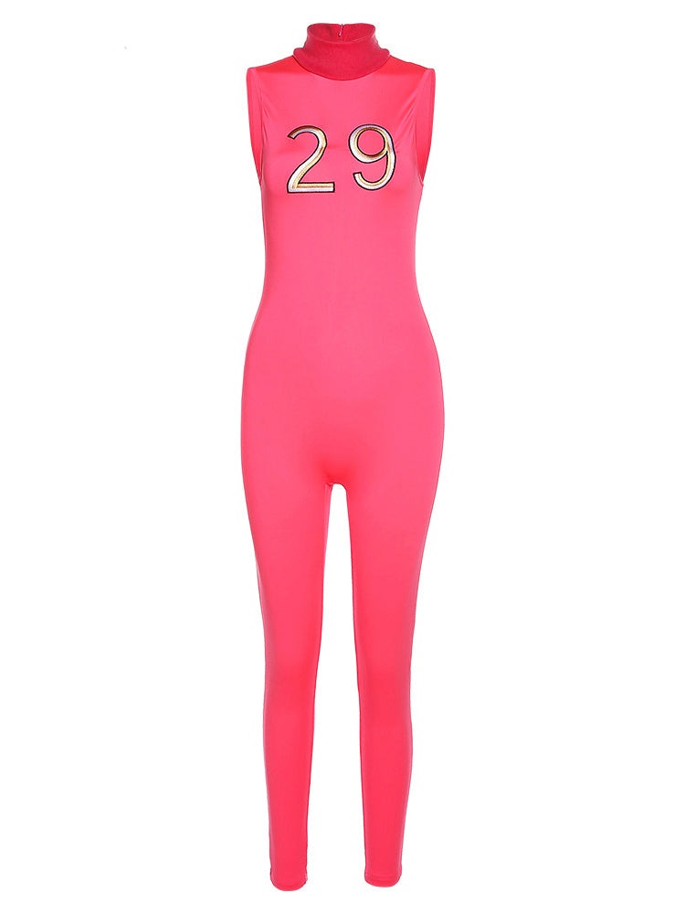 Women Tracksuit Slim Elastic High Print Figure Zipper Jumpsuit Y2K Sports - MERGE.DAY.1.FREESTYLE