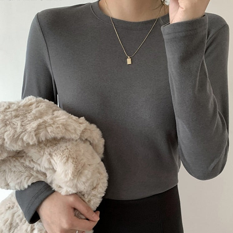 Slim Fit Autumn Winter Bottoming Pullovers Shirt Female Casual Basic Tops Goth - MERGE.DAY.1.FREESTYLE