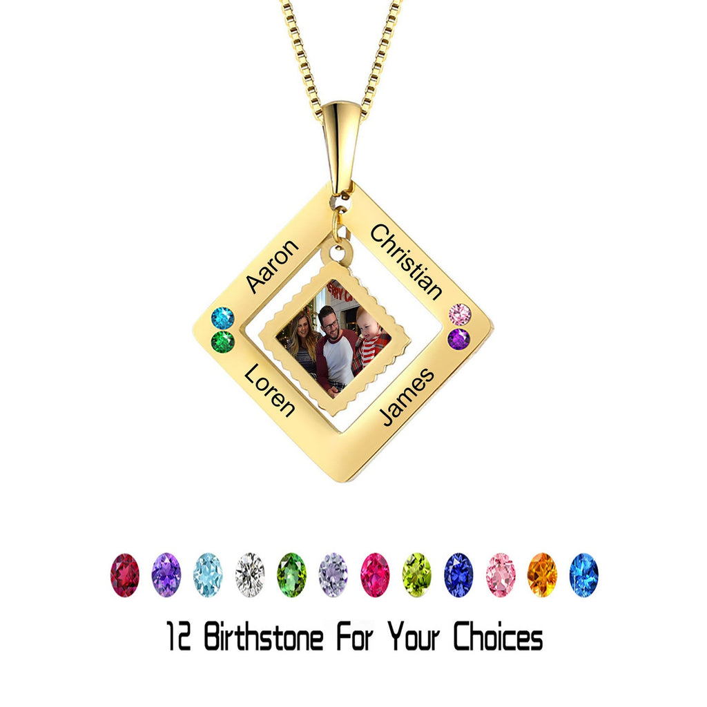 customized photos with birthstone Colorful 12 Birthstone Pendant Necklaces - MERGE.DAY.1.FREESTYLE