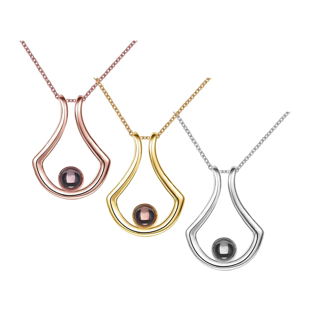 Custom Geometric Bracket Curved Projection Necklace Personalized Color Photo - MERGE.DAY.1.FREESTYLE