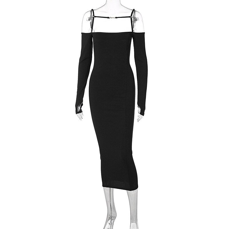 ibbed Solid Slash Neck Slip Long Sleeves Bodycon Mini Dress Streetwear Y2K - MERGE.DAY.1.FREESTYLE