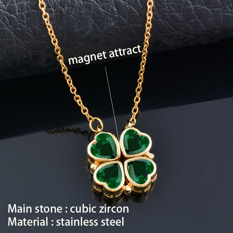 Trendy Flower Magnetic Attract Together Pendant Necklace - MERGE.DAY.1.FREESTYLE