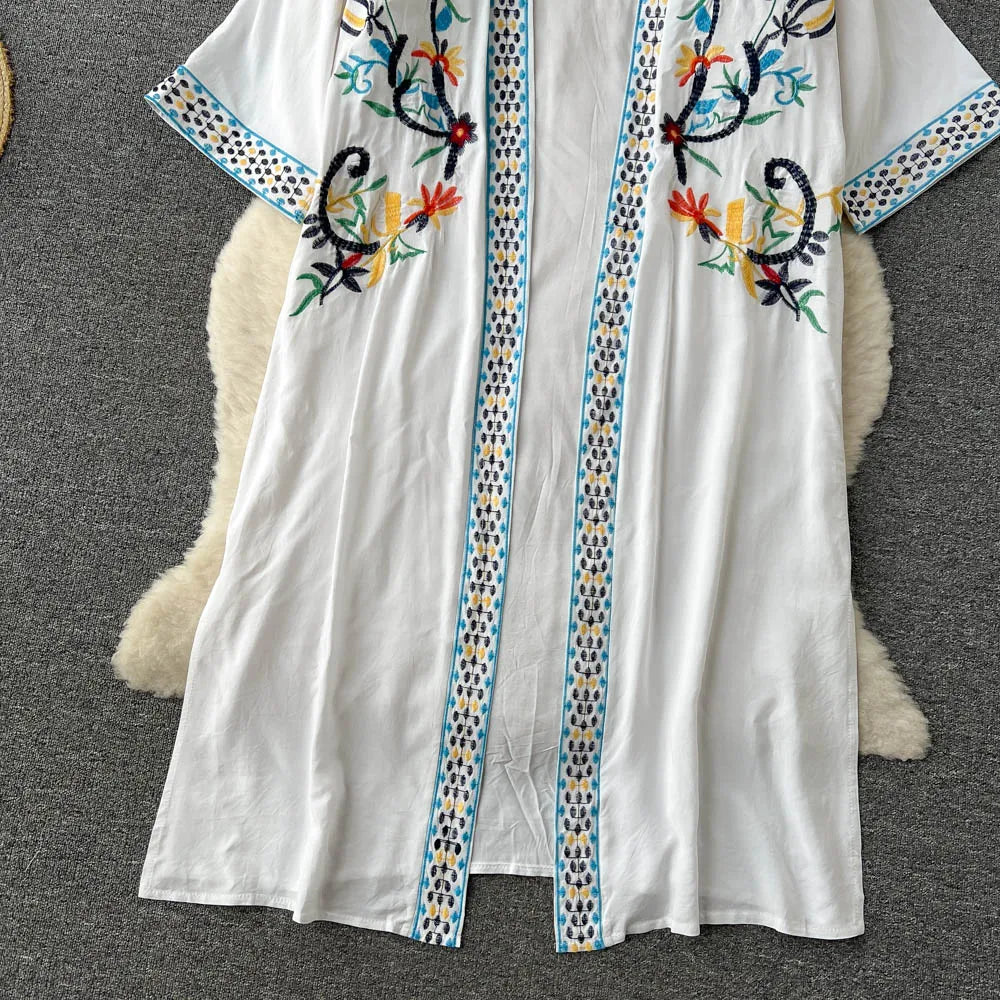 Retro Embroidery Sun Protection Shirt Chiffon Long Streetwear - MERGE.DAY.1.FREESTYLE