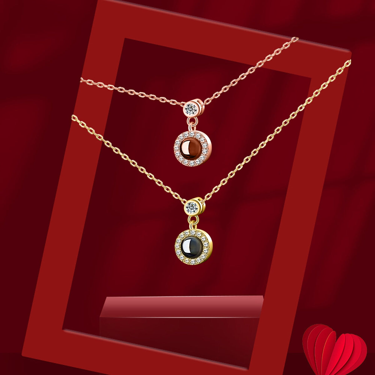 Customizable Photo Projection Necklace Couple Girlfriend Couple Jewelry - MERGE.DAY.1.FREESTYLE