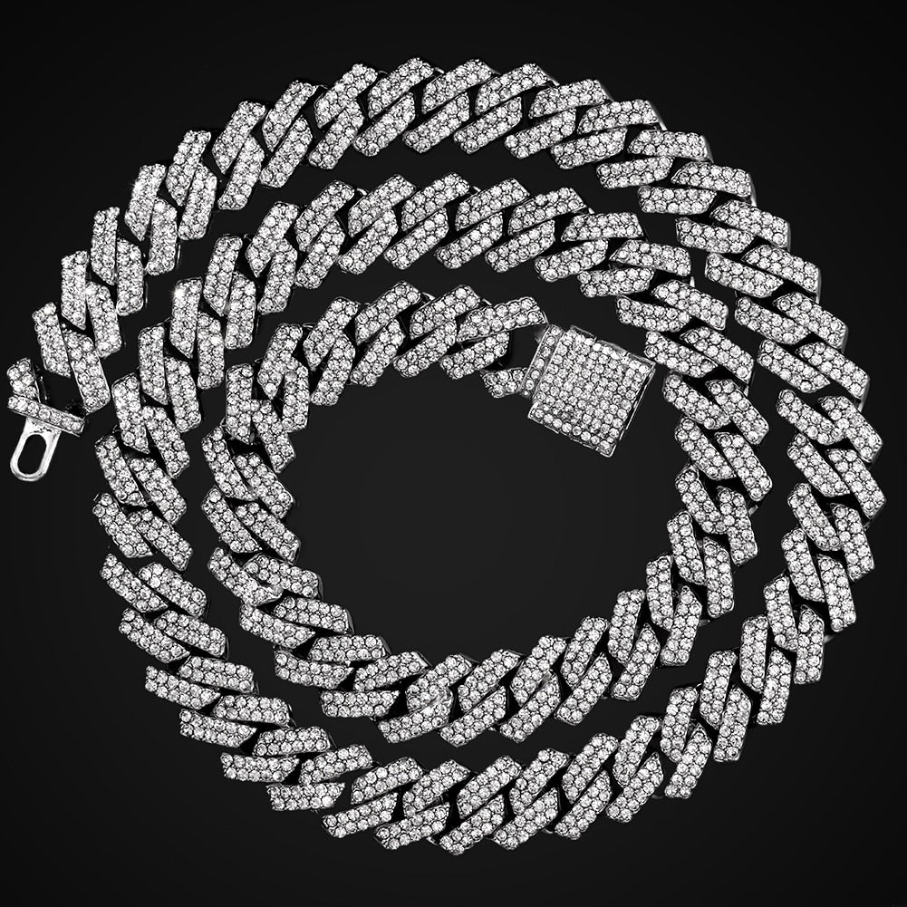 HipHop Prong Cuban Link Chain Necklace Bling Cuban Necklace Jewelry - MERGE.DAY.1.FREESTYLE