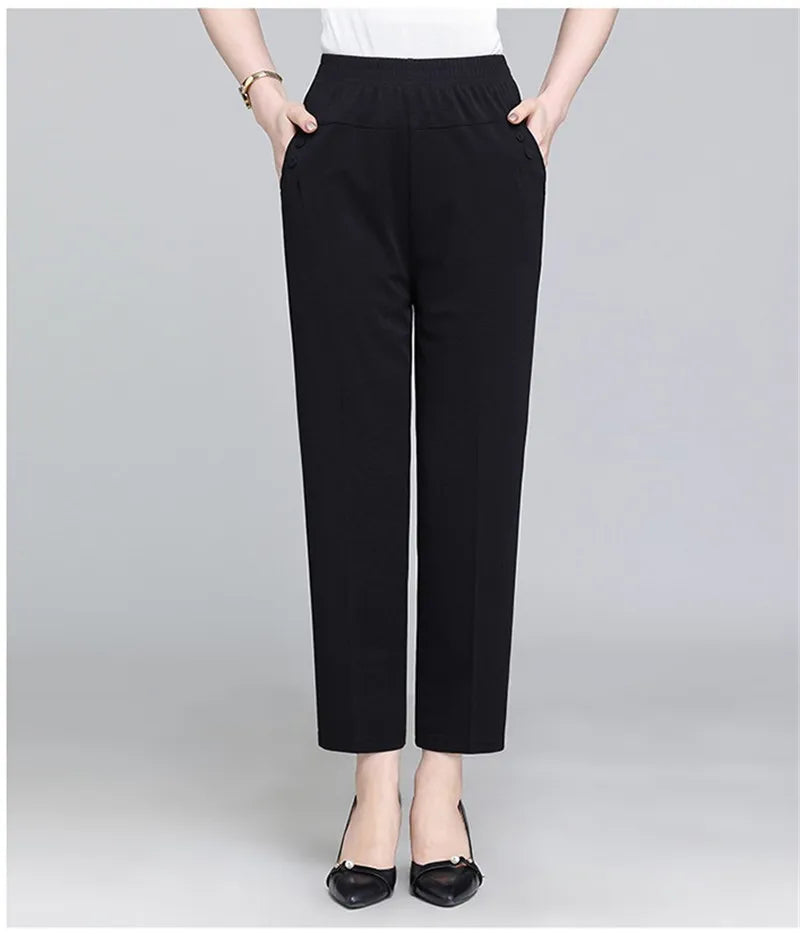 Spring Summer Pants Thin Elastic Waist Loose Cotton - MERGE.DAY.1.FREESTYLE