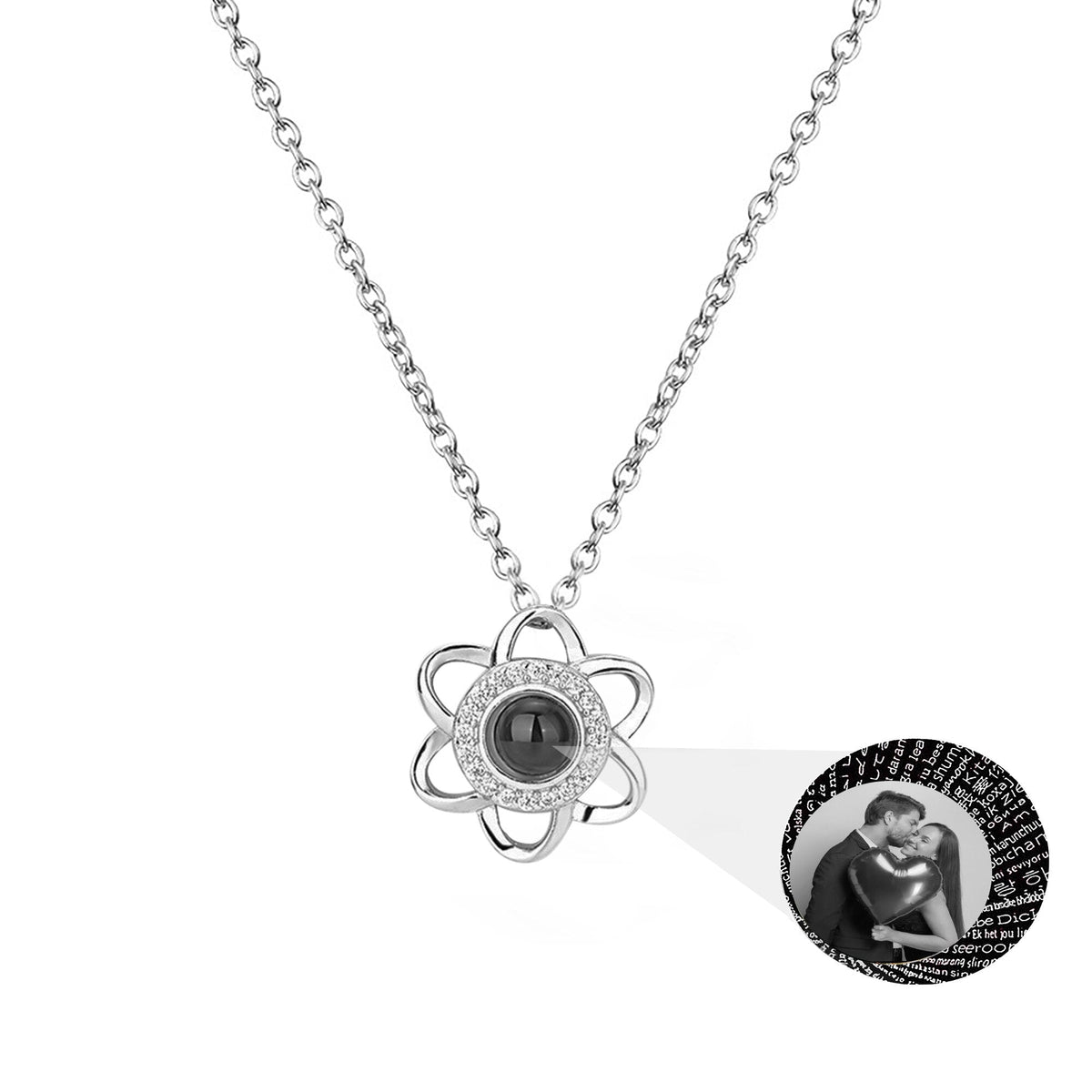 Flowers that can be customized for photosProjection Necklace Pendant Jewelry - MERGE.DAY.1.FREESTYLE