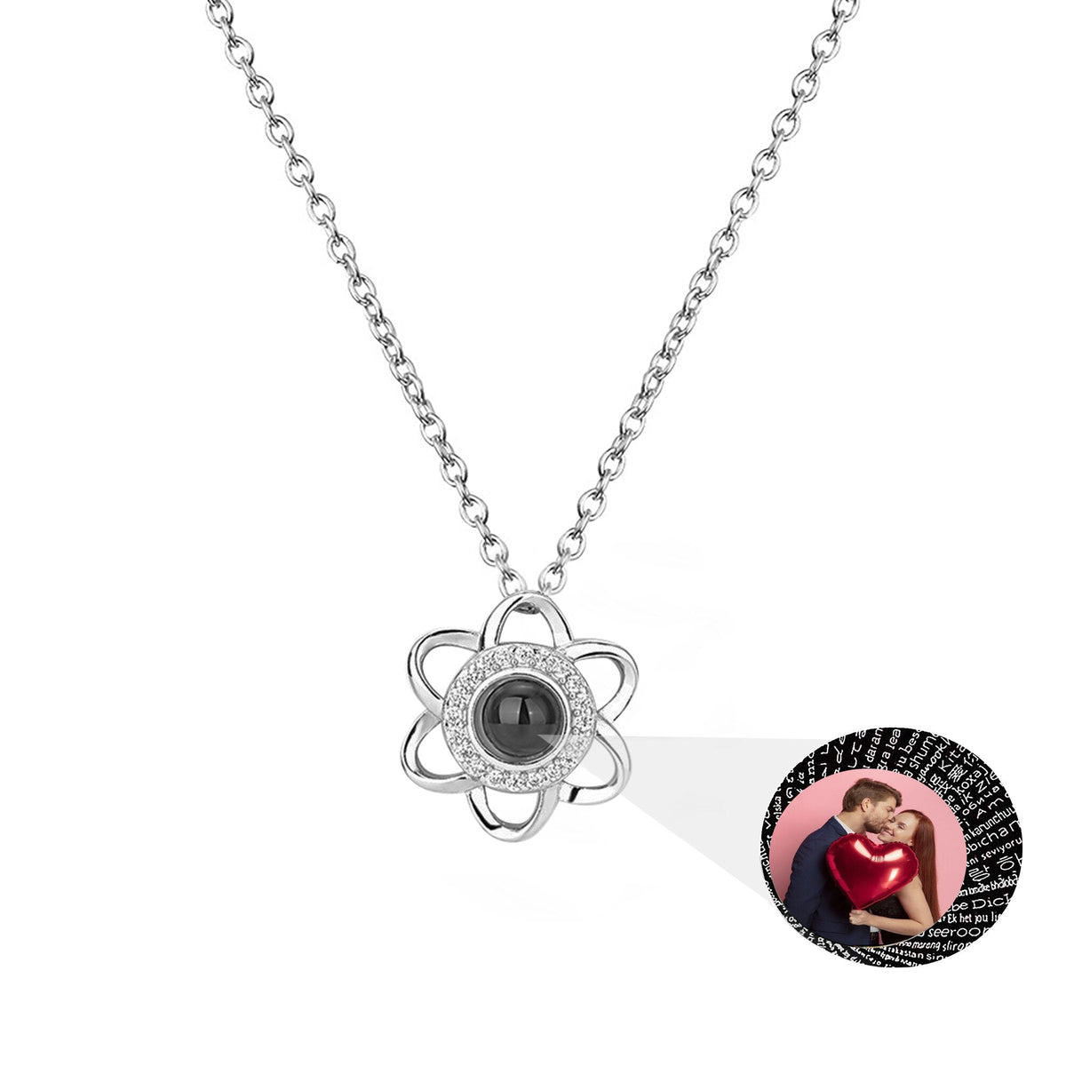 Flowers that can be customized for photosProjection Necklace Pendant Jewelry - MERGE.DAY.1.FREESTYLE