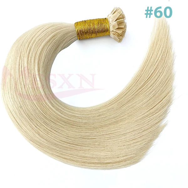 MESXN High Quality Flat Tip Hair Extensions 100% Really Human Fusion Hair Extensions Brown Blonde Color Thickening Of Roots - MERGE.DAY.1.FREESTYLE