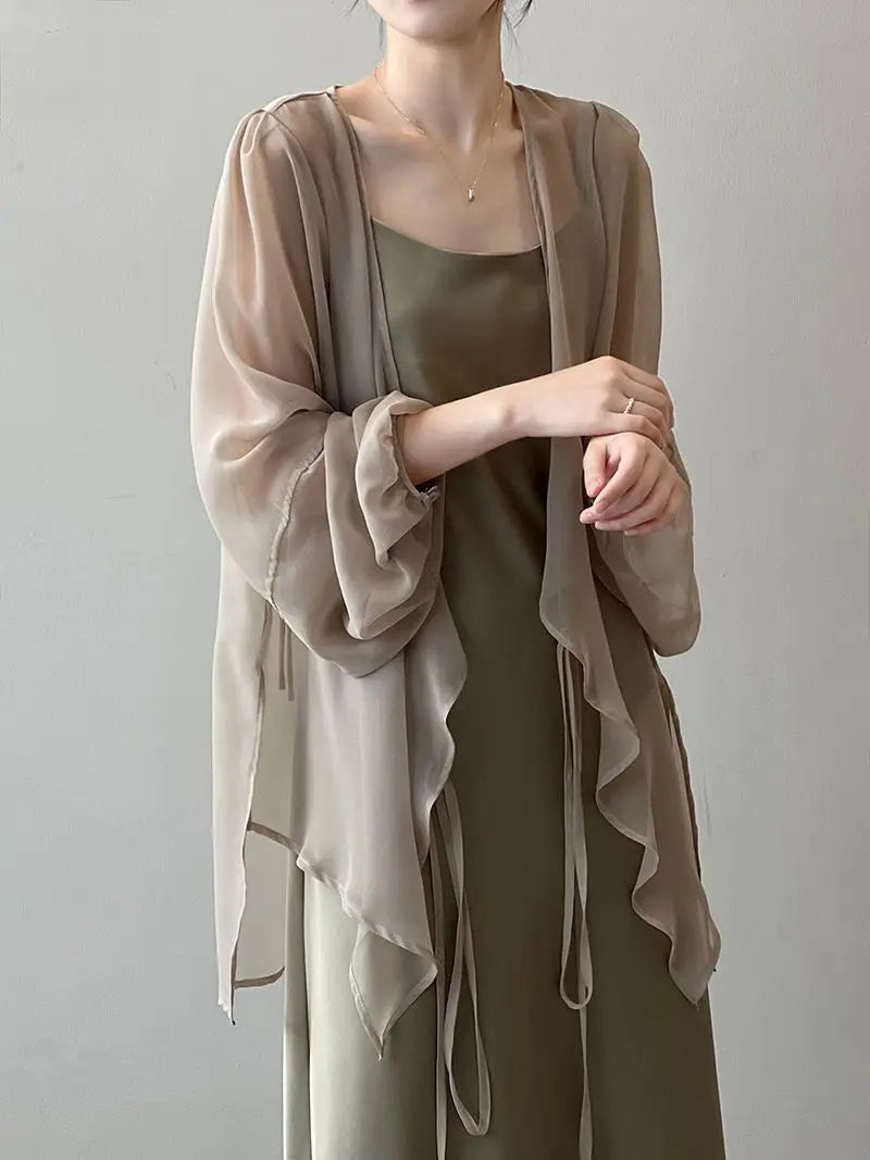 Women High Street Casual Lacing Button Cardigan Elegant All-match Top - MERGE.DAY.1.FREESTYLE
