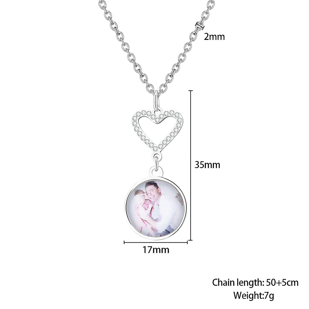 Customizable Photo Romantic Simple Small Heart-shaped Necklaces Exquisite Silver Color Clavicle Chain Women's Wedding Jewelry - MERGE.DAY.1.FREESTYLE