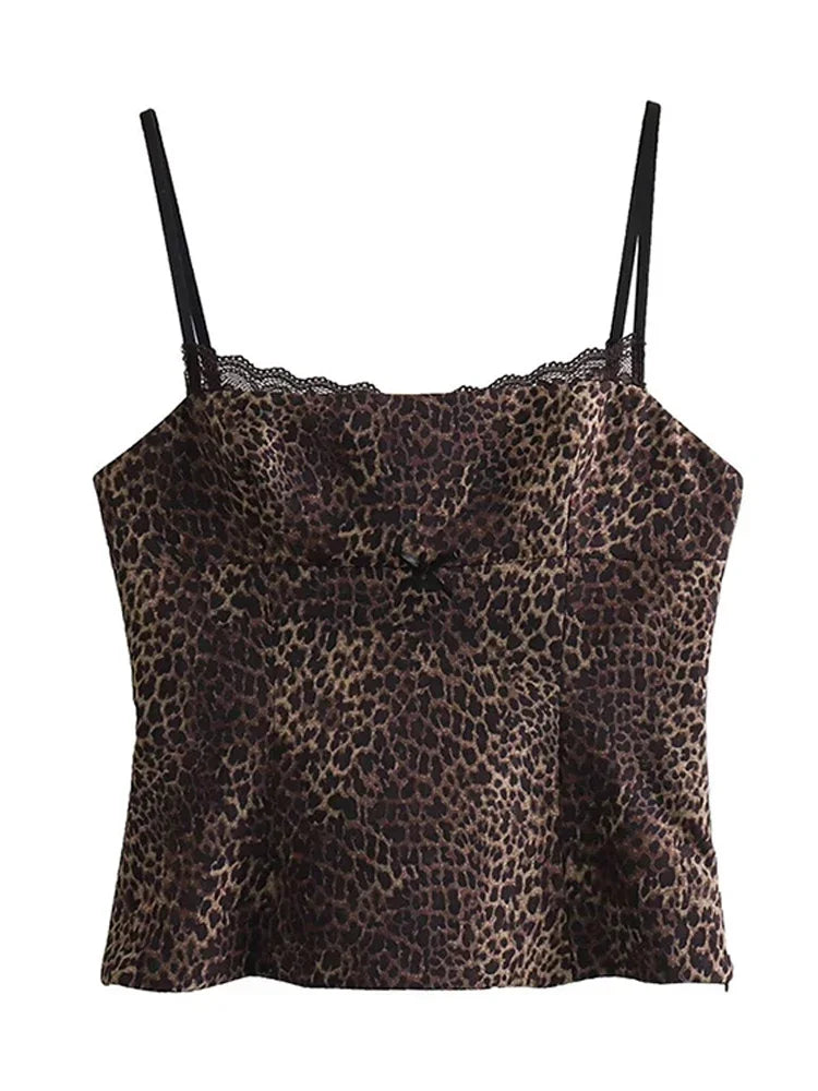 Leopard Print Sling Women Sexy Tube Top Sleeveless Backless Lace Slim Tanks Tops - MERGE.DAY.1.FREESTYLE