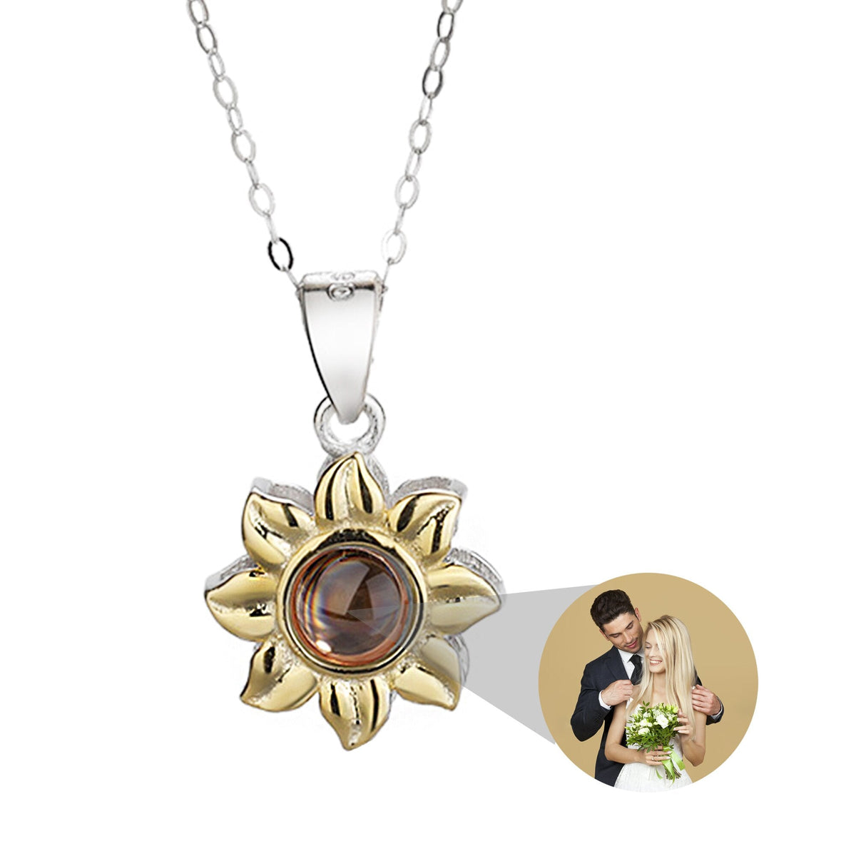 Custom SunFlower Projection Necklace Personalized Lover Keepsake Jewelry - MERGE.DAY.1.FREESTYLE