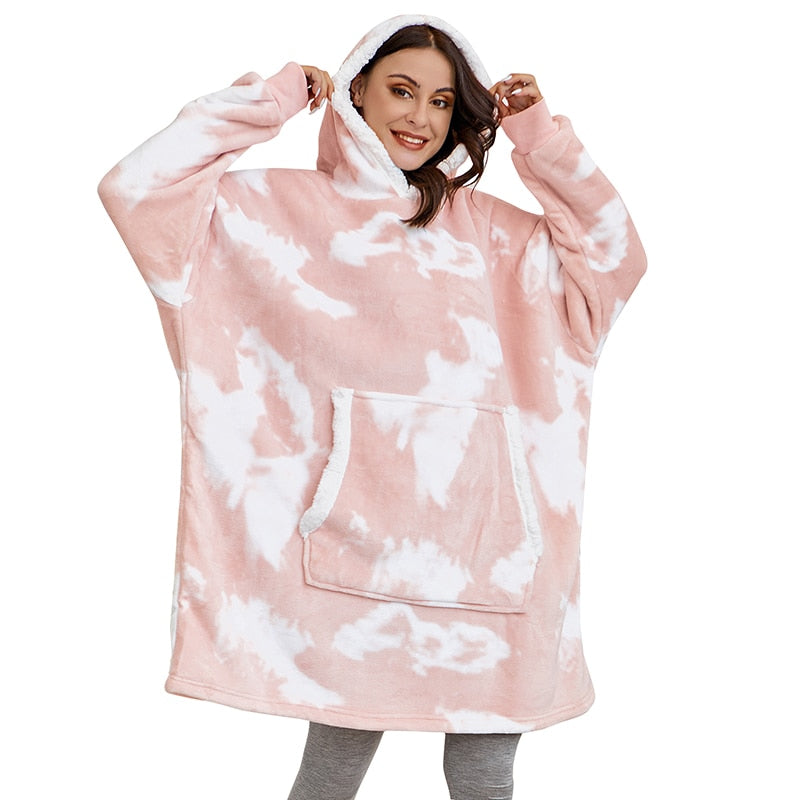 Winter Oversized Hoodies Women Giant Hoody Flannel Fleece Wearable Blanket - MERGE.DAY.1.FREESTYLE