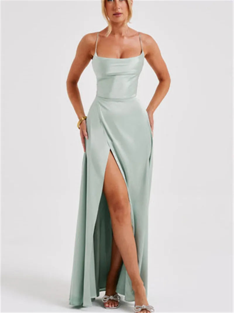 Formal Dress Elegant Solid Color Backless Split Evening Gown - MERGE.DAY.1.FREESTYLE