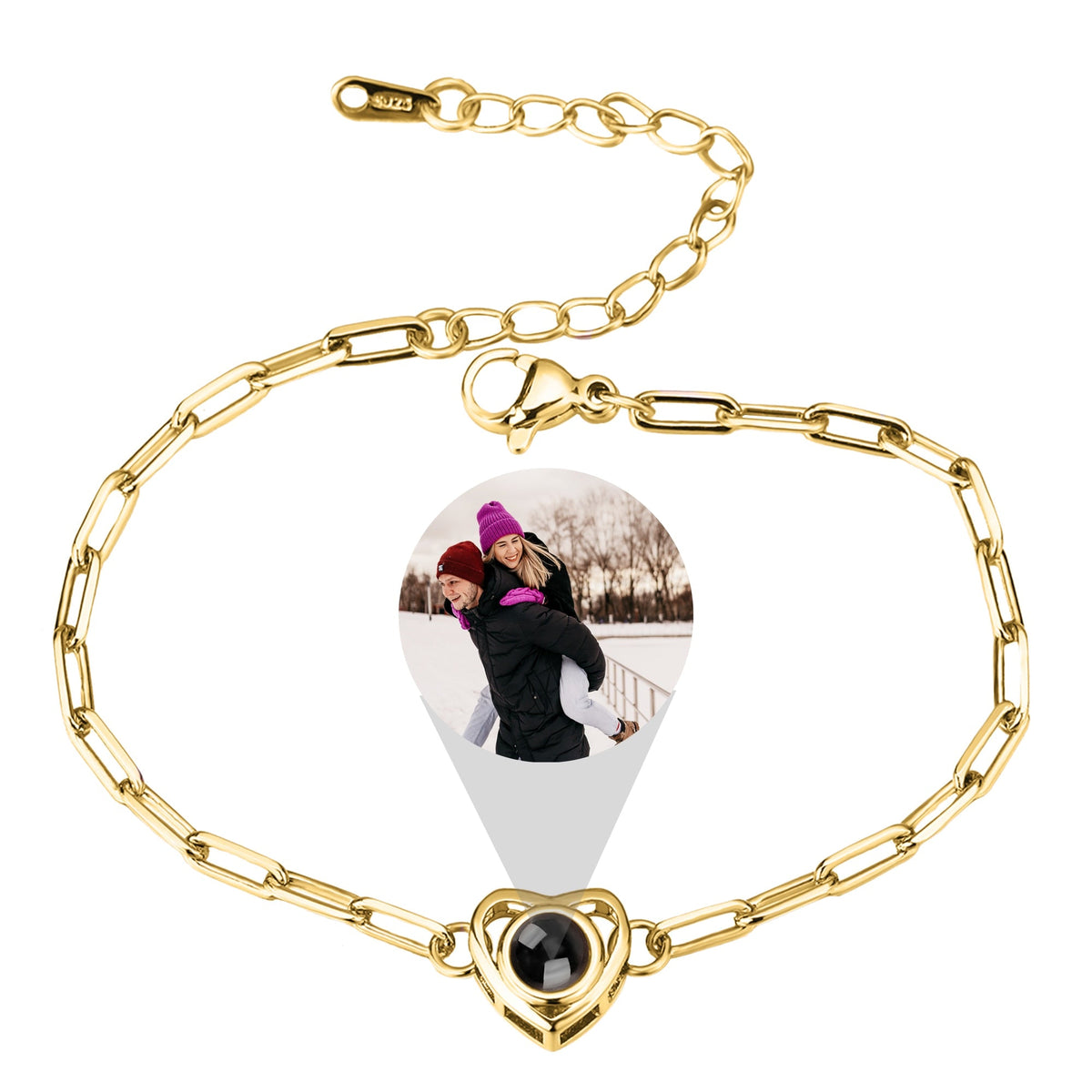Customizable photo Projection Photo Bracelet-Heart Pendant Memorial Bracelet - MERGE.DAY.1.FREESTYLE