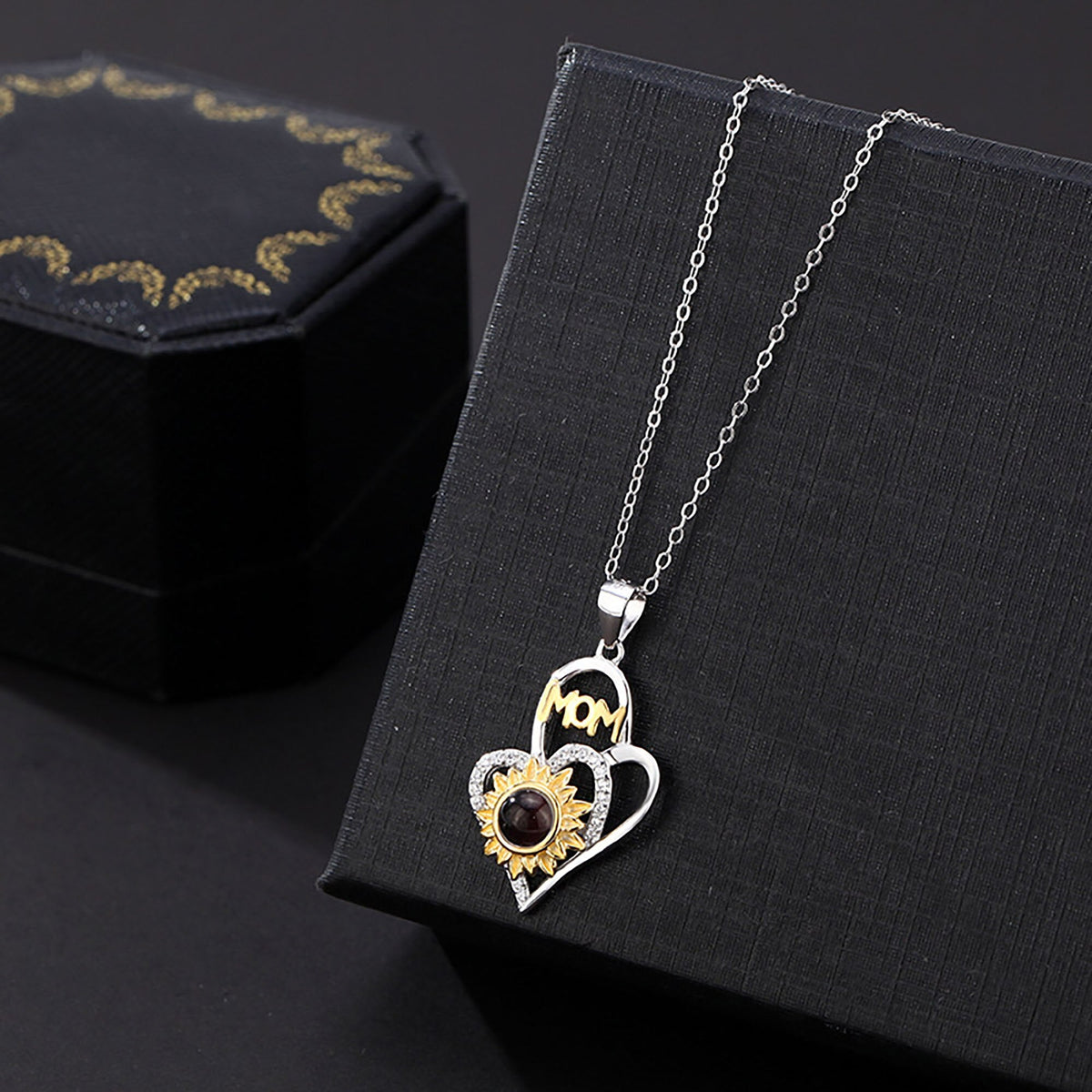 Sunflower with customized photosProjection Necklace Pendant Jewelry - MERGE.DAY.1.FREESTYLE