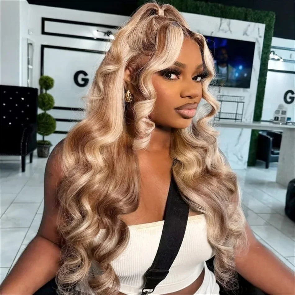 Ash Blonde Lace Front Human Hair Wig Remy Vietnamese 4/613 Highlight Wig Body Wave 13x4 Colored Wigs 613 HD Lace Frontal Wig - MERGE.DAY.1.FREESTYLE