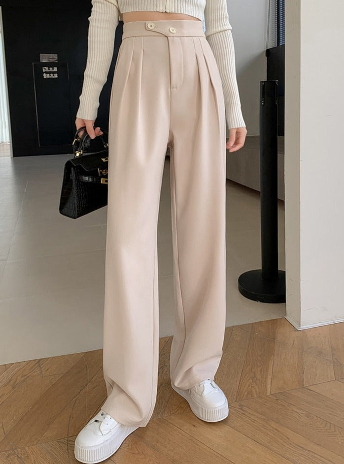 High Waist Loose Female Wide Leg Pants Spring Summer Solid Straight Trousers - MERGE.DAY.1.FREESTYLE
