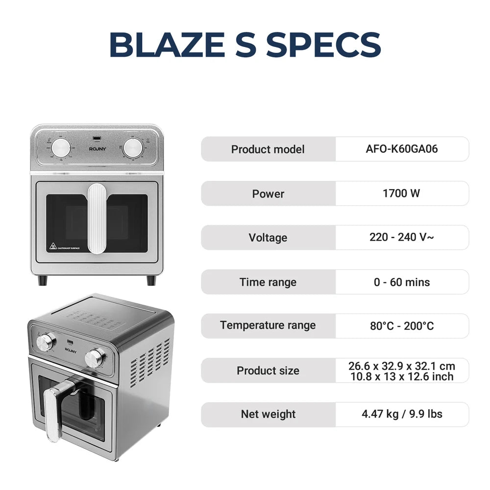 304 Stainless Steel Square Modern Air Fryer Oven 1700W 6L BPA-Free All-Metal Toaster Oven Frying Baking Roasting Household Use - MERGE.DAY.1.FREESTYLE