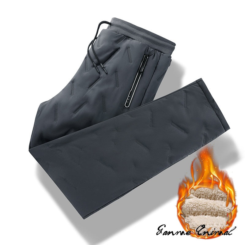 Winter Zip Pockets Thicken Fleece Sweatpants Joggers Water Proof Thermal Trousers - MERGE.DAY.1.FREESTYLE