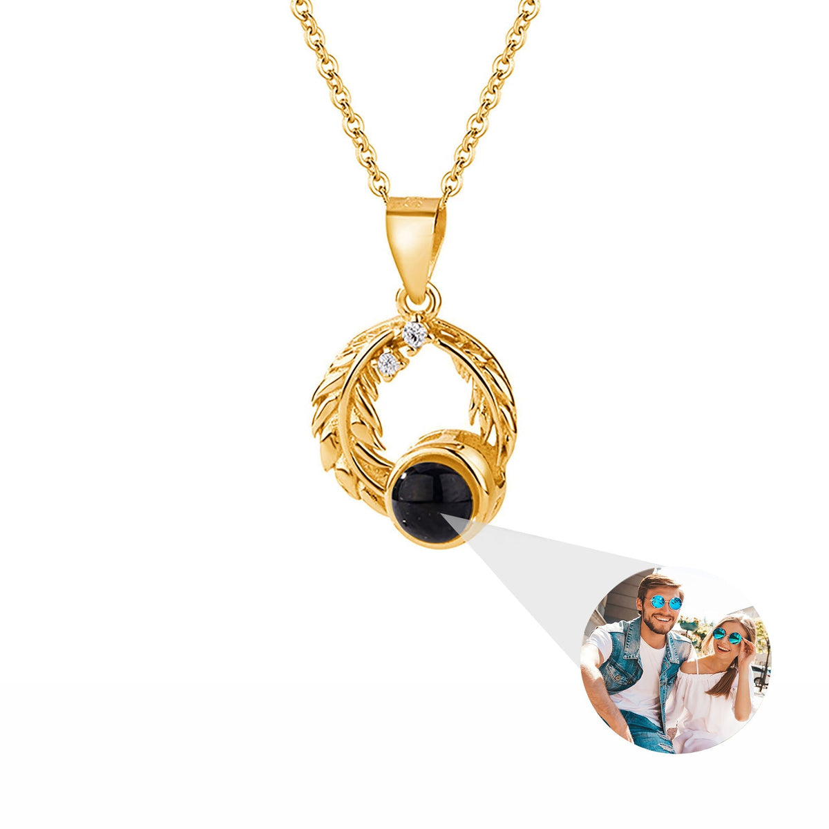 Feathers for customized photos Projection Necklace Pendant Jewelry For Lover Girlfriend - MERGE.DAY.1.FREESTYLE