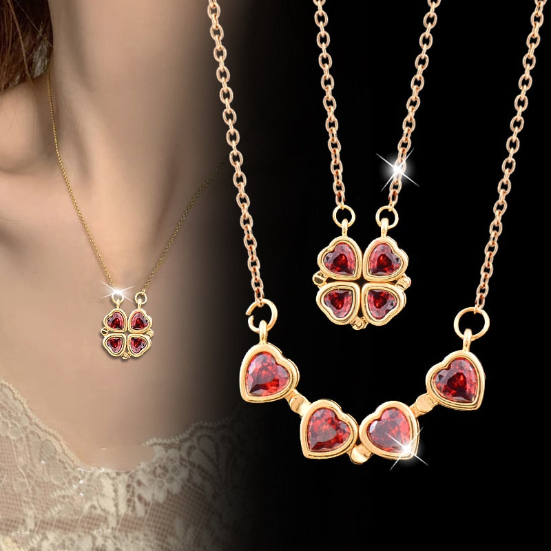 Trendy Flower Magnetic Attract Together Pendant Necklace - MERGE.DAY.1.FREESTYLE