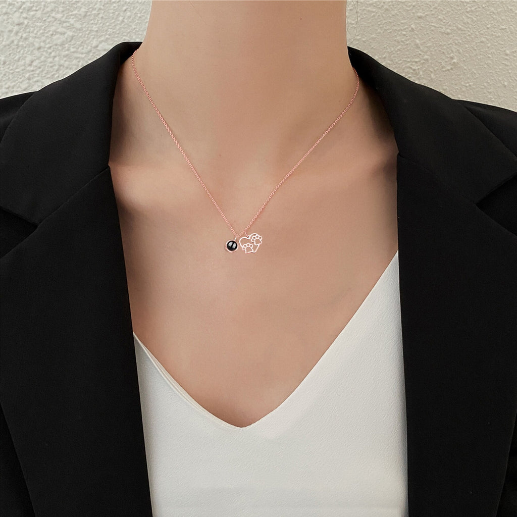 Photo Customizable Love Dog Paw Projection Necklace Pendant Jewelry - MERGE.DAY.1.FREESTYLE