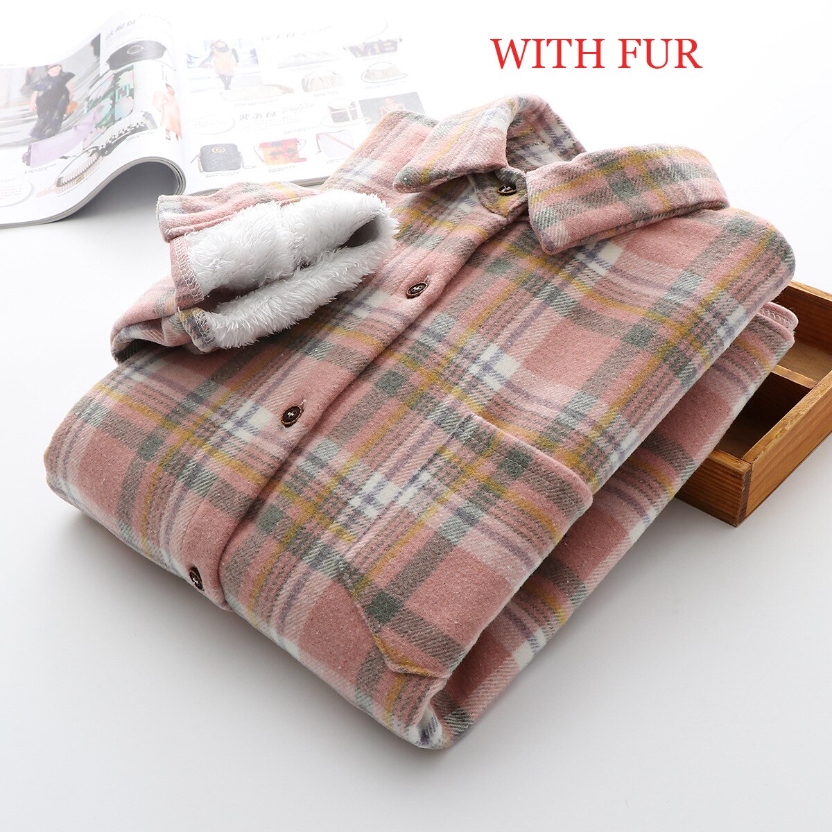 Velvet Thicken Plaid Shirts Blouses Autumn Winter Warm Shirts - MERGE.DAY.1.FREESTYLE