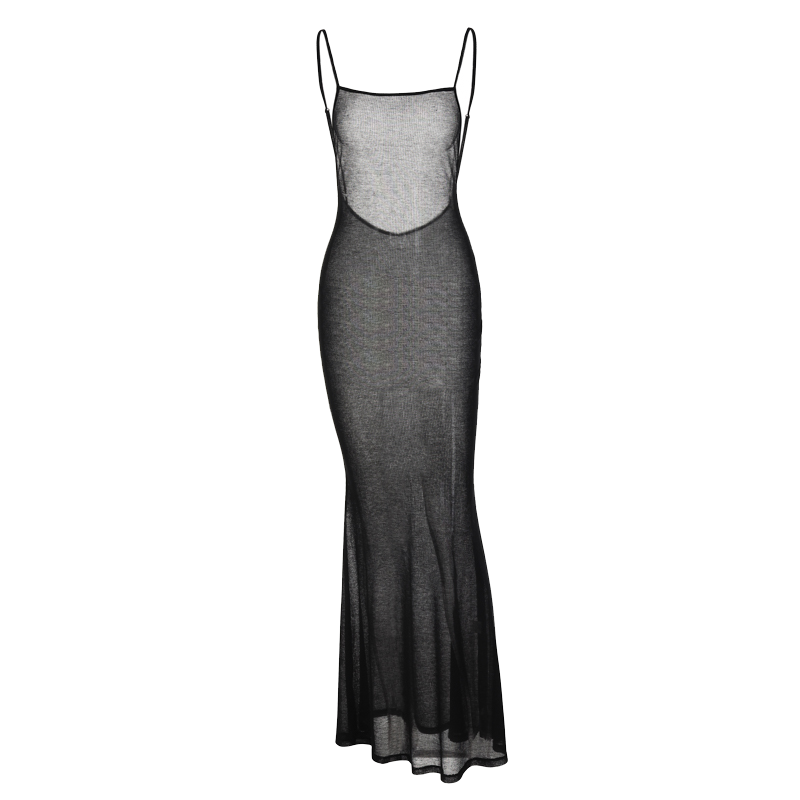 Spaghetti Strap Square Collar Sleeveless Maxi Dress Skinny - MERGE.DAY.1.FREESTYLE