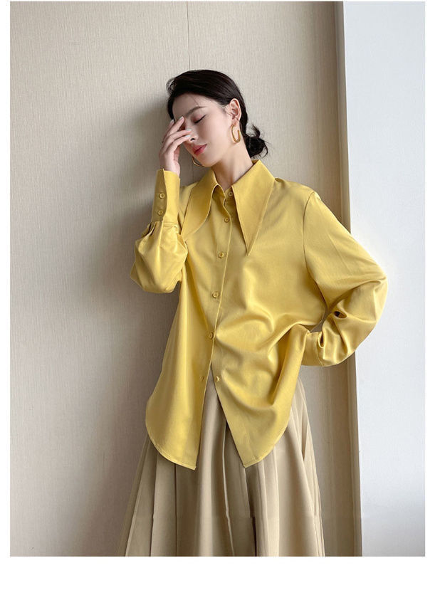 Big Pointed Collar White Blouses For Women Vintage Loose Long Sleeve Shirt - MERGE.DAY.1.FREESTYLE