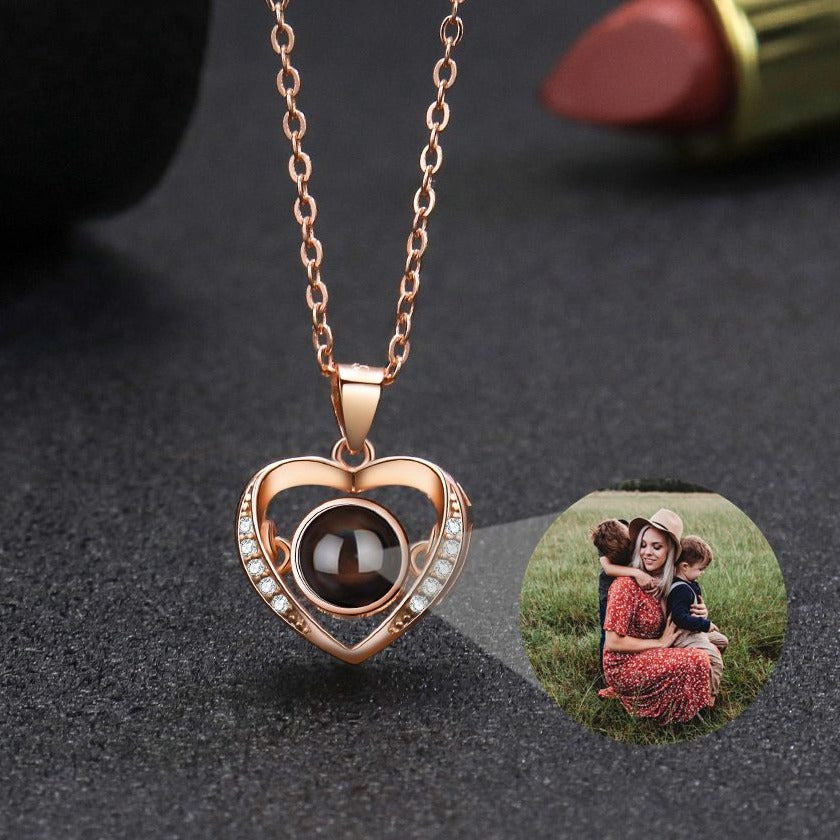Personalized Heart Picture Necklace for Women Projection Pendant Photo Necklace - MERGE.DAY.1.FREESTYLE