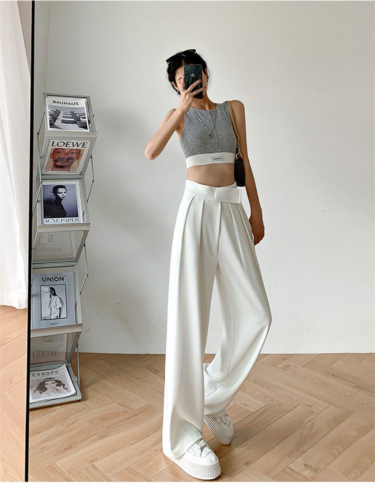 Casual Baggy Trousers Women Summer High-Waist Pants Loose Straight Mopping Pants - MERGE.DAY.1.FREESTYLE