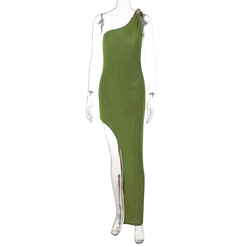Bodycon One Shoulder Backless Sleeveless Maxi Slit Prom Dress - MERGE.DAY.1.FREESTYLE