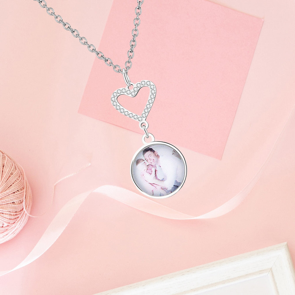 Customizable Photo Romantic Simple Small Heart-shaped Necklaces Exquisite Silver Color Clavicle Chain Women's Wedding Jewelry - MERGE.DAY.1.FREESTYLE