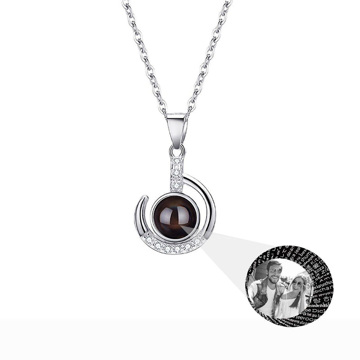 Customizable photo Silver 925 Necklace 100 Languages I Love You Projection Pendant - MERGE.DAY.1.FREESTYLE