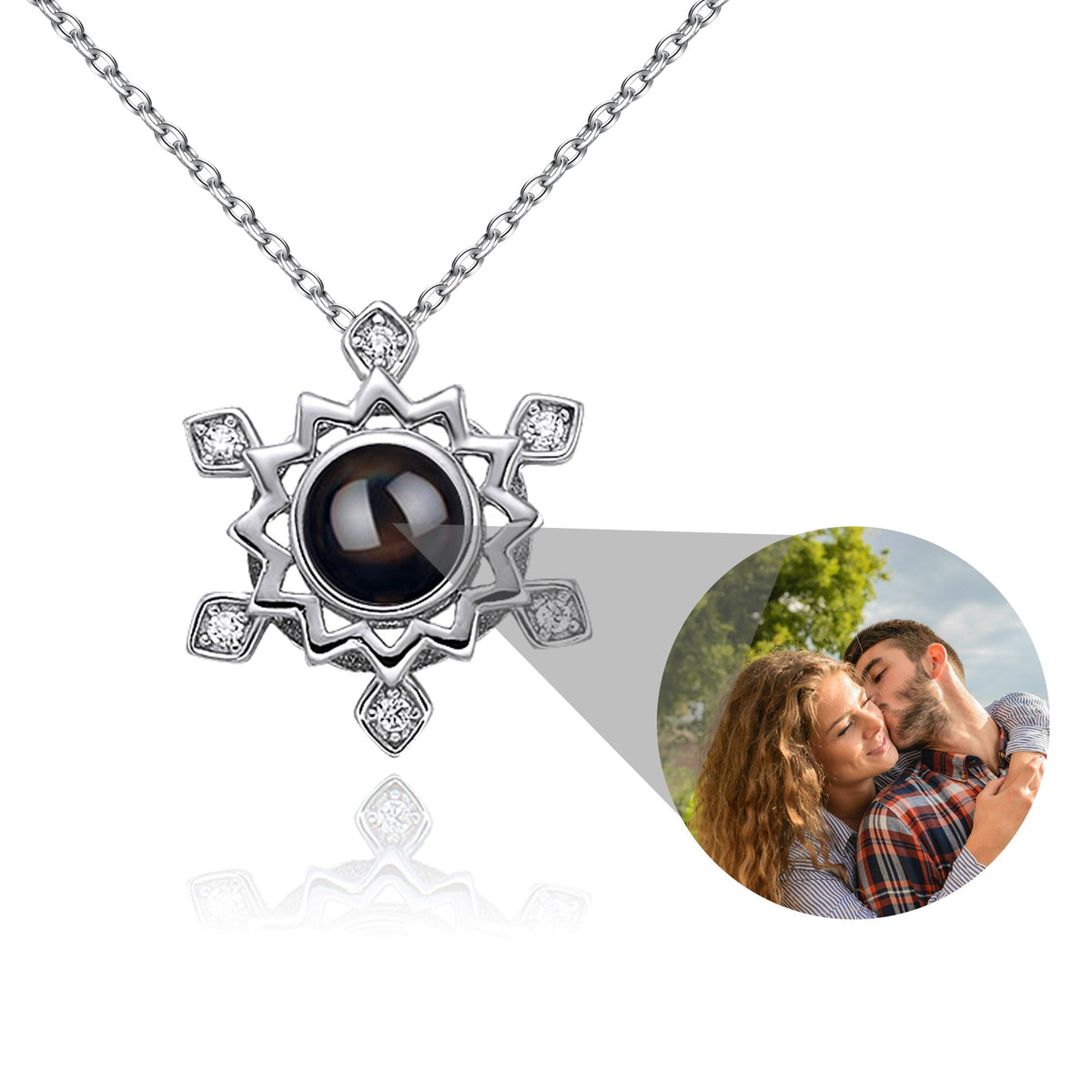Pendant Custom Photo Flower Necklace 925 Silver Romantic Gift For Girlfriend - MERGE.DAY.1.FREESTYLE