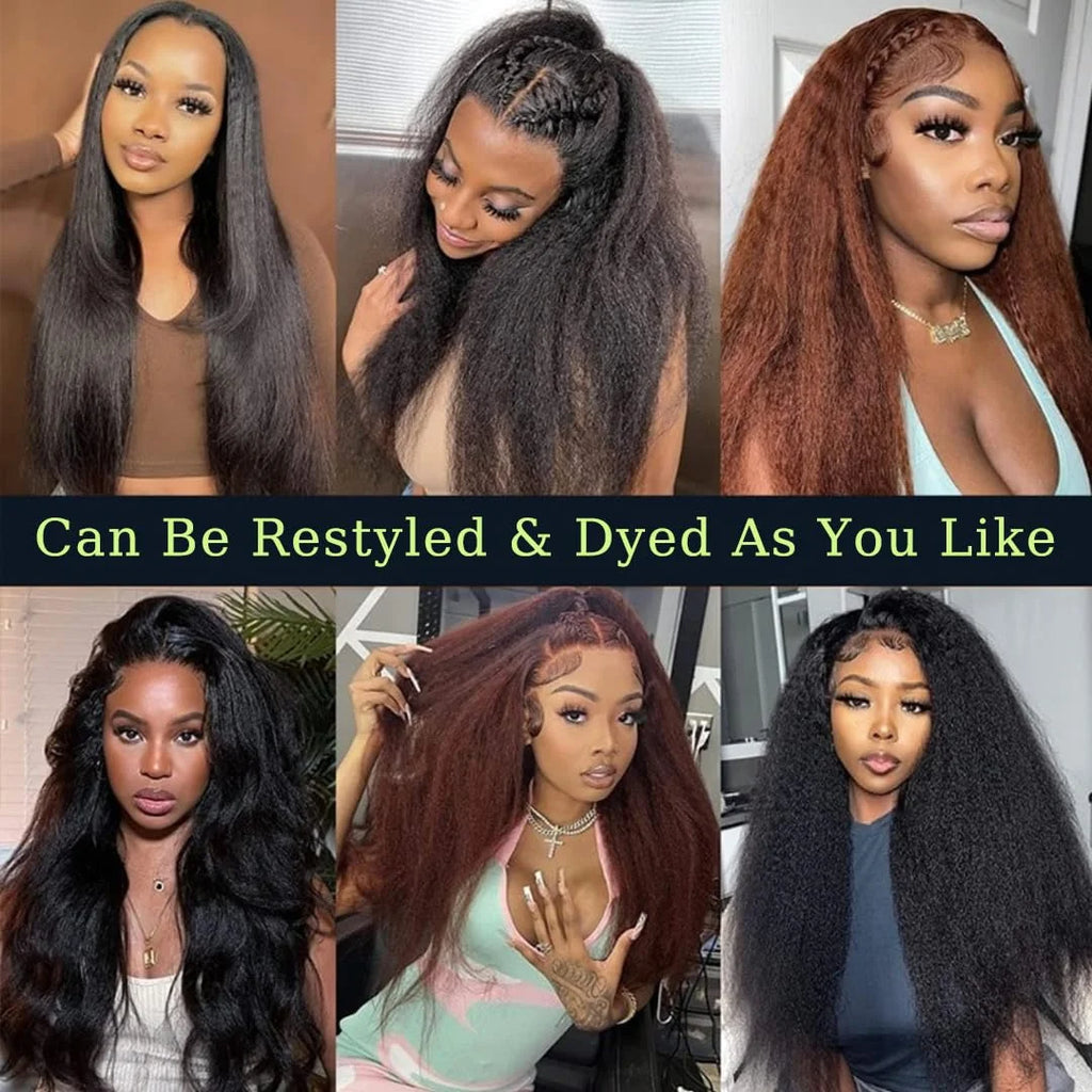 Yaki Straight Glueless Wig Human Hair Precut 7x5 13x6 HD Frontal Wigs Ready to Wear And Go Kinky Straight Lace Front Wig On Sale - MERGE.DAY.1.FREESTYLE