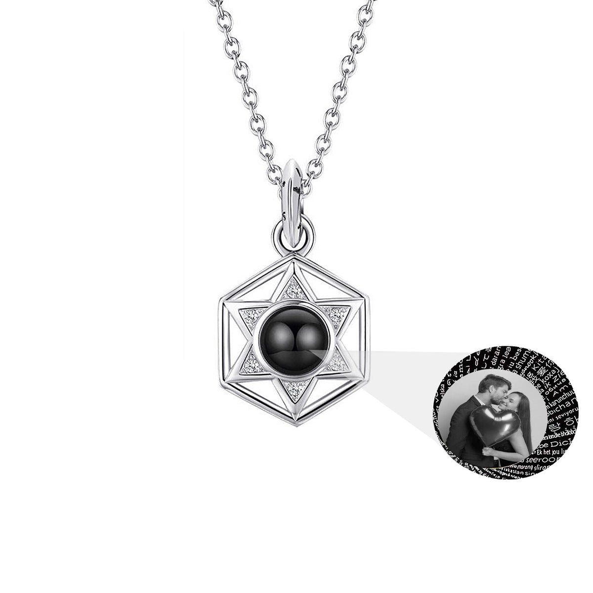 Six Stars Couple with Customized Photos Projection Necklace Pendant Jewelry - MERGE.DAY.1.FREESTYLE