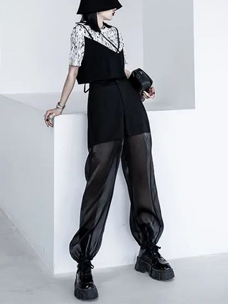 Semi-perspective Cargo Pants Women Summer Niche Large Pockets Stitching Pants - MERGE.DAY.1.FREESTYLE